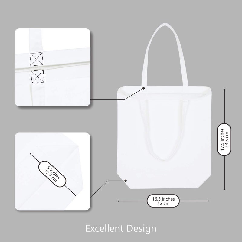 TOPDesign 2 | 6 | 12 Pack Super Strong Large 17.5"x16.5"x5" 10oz Cotton Canvas Tote, Reusable Grocery Shopping Bag, Blank White Bags for Crafts, DIY Your Creative Designs (Pack of 2) - Image 5